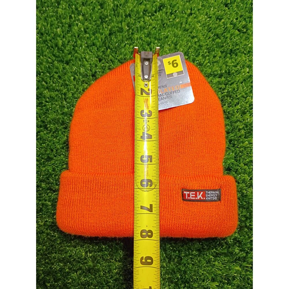 Vibrant Orange T.E.K. Insulated Beanie - Warm Winter Hat - Picture 3 of 5